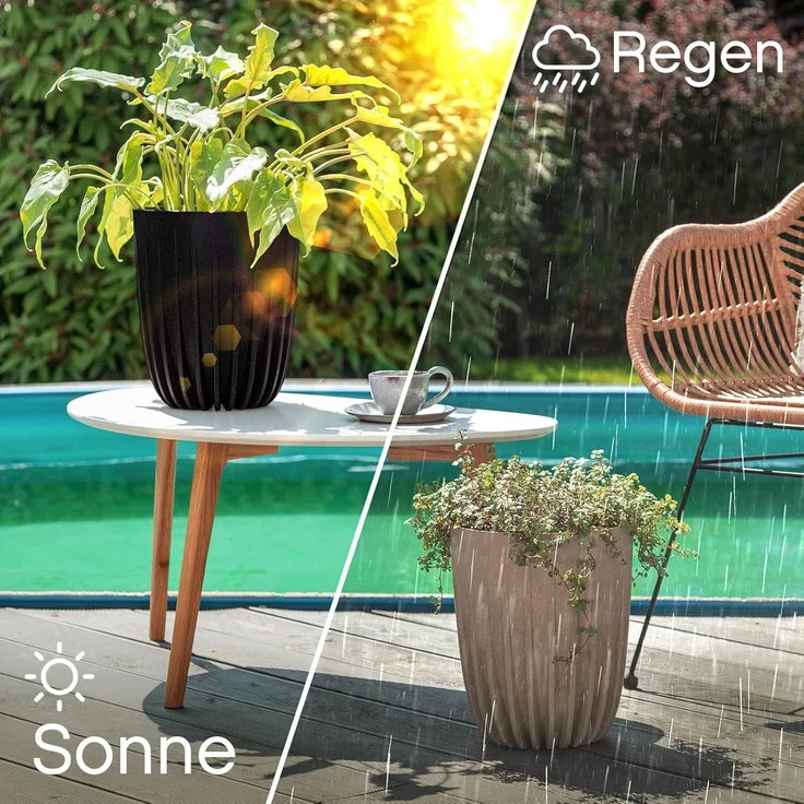 KONZEPT Blumentopf Hoher Blumentopf, Pflanzkübel Groß für Außen, Balkon, Übertopf mit Drainagesystem – Bild 5