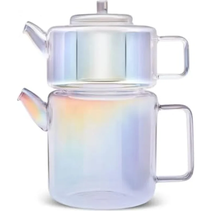 Karaca Teekanne Karaca Flat Borosilikat Glas-Teekannen-Set Luster, 2.9L, Glanz-Optik – Bild 1