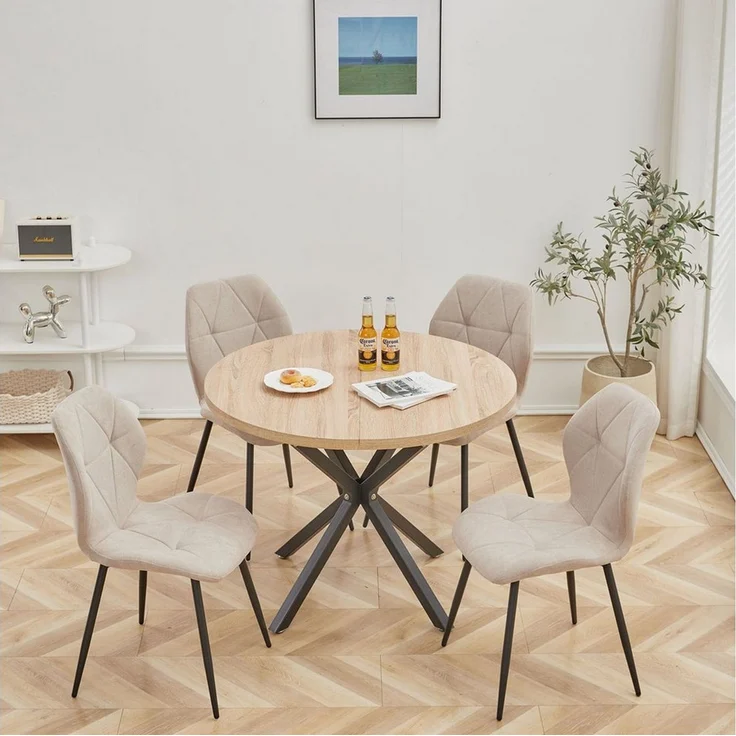 GrandCA HOME Esszimmerstuhl 4er-Set Esszimmerstühle, Küchenstuhl im skandinavischen Stil (4 St), 48 x 45.5 x 84 cm, Beige – Bild 1