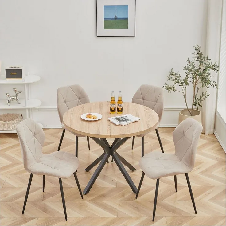 GrandCA HOME Esszimmerstuhl 4er-Set Esszimmerstühle, Küchenstuhl im skandinavischen Stil (4 St), 48 x 45.5 x 84 cm, Beige