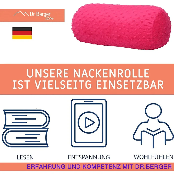 Dr. Berger Nackenrolle Minky Fuchsiapink 40 x 16 cm – Bild 3