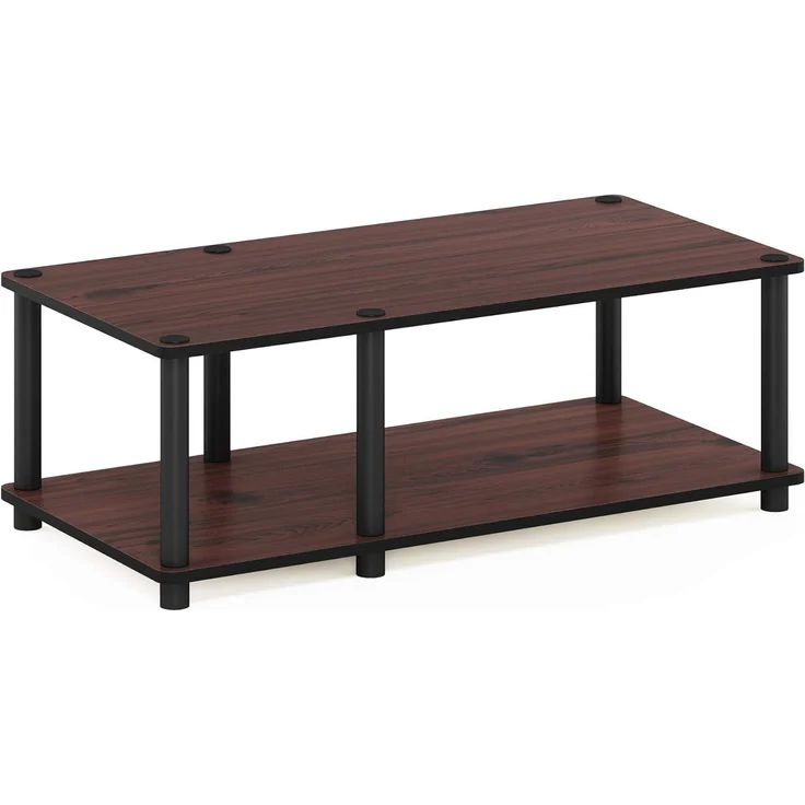 Furinno Just No Tools mittlerer Fernsehstand, TV-Ständer, Couchtisch, dunkle Kirsche mit schwarzer Röhre, 80 (Breite) x 27. 7 (Höhe) x 39. 6 (Tiefe) cm