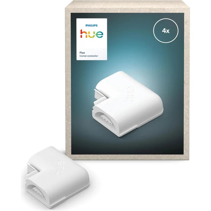 Hue Flux Winkelstecker für LED-Lightstrip, Zubehör, 90-Grad-Verlängerung, Flexible Innenbeleuchtung, Gleichmäßiges Licht, Einfache Installation, 4er-Pack