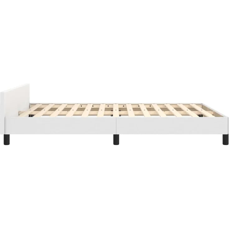 Doppelbett, Bettgestell Modernen mit Kopfteil Weiß 140x200 cm Kunstleder d1274e – Bild 7