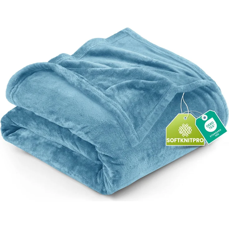 Utopia Bedding Fleecedecke Leichte Decke für Bett, Couch oder Sofa, Geeignet für alle Jahreszeiten [228x228 cm, Gewaschenes Blau]