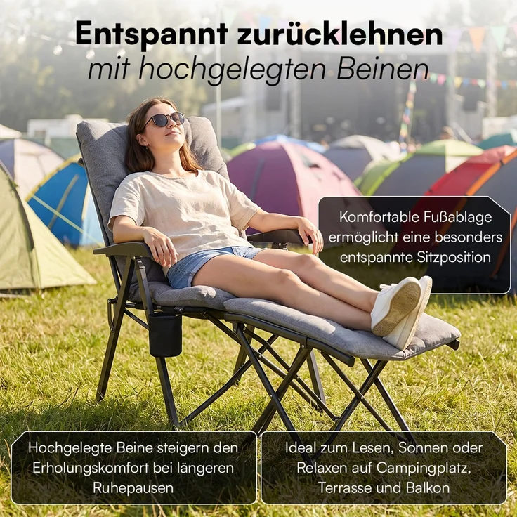 STEELSØN 'Hoggar' Hocker faltbar, bis 100 kg, gepolsterter Klapphocker, Fußhocker 46 cm hoch – Bild 2