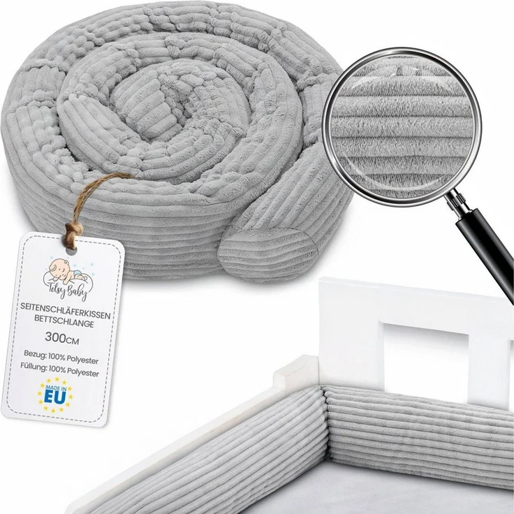 Totsy Baby Seitenschläferkissen Seitenschläferkissen Bettschlange 300 cm Baumwolle Kopfkissen Gris – Bild 5