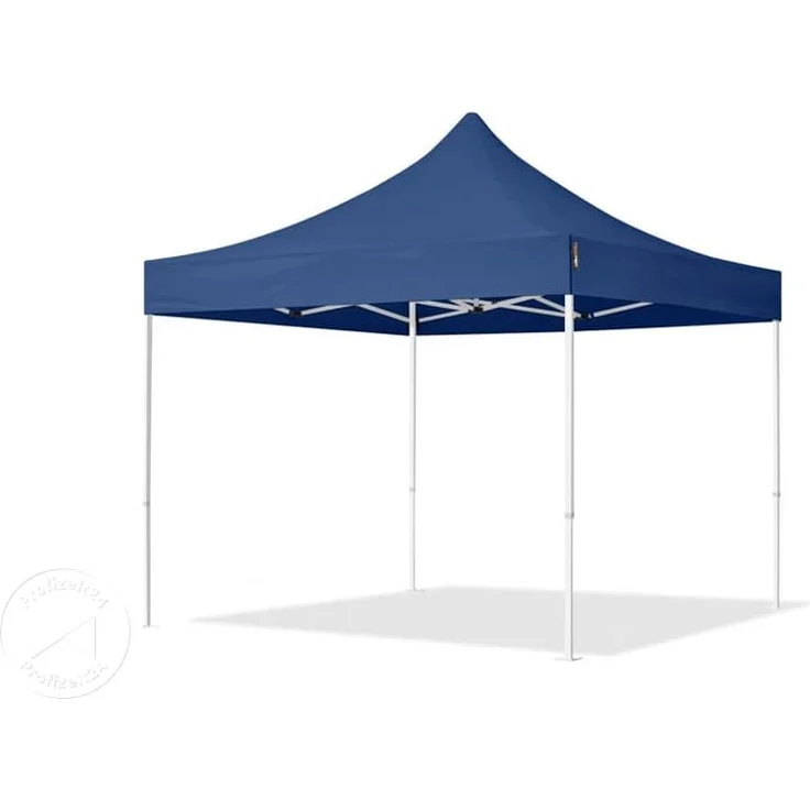 3x3 m Faltpavillon, ECONOMY Stahl 30mm, Seitenteile mit Sprossenfenstern, blau – Bild 2