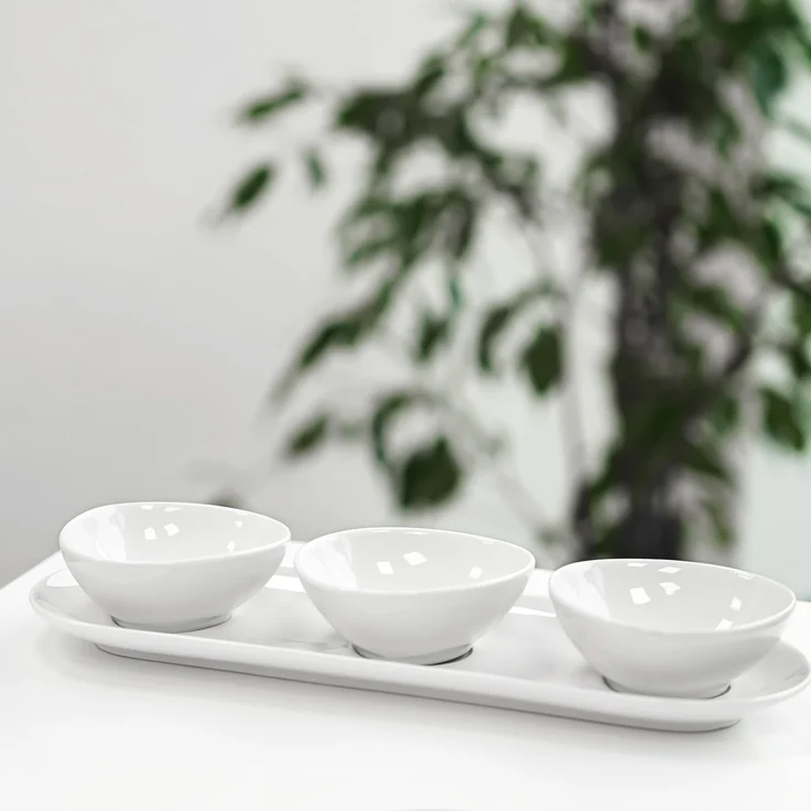 Ayda 4-teiliges Snackschalen-Set aus Porzellan - 3 Schalen + 1 Servierteller – Bild 2