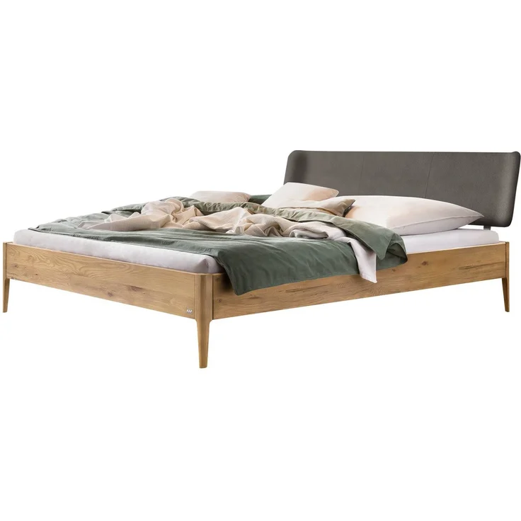Hasena Massivholzbett Varese Wildeiche mit Kopfteil Pace Grey 180x210 cm, Fußhöhe 20 cm – Lounge – Bild 1