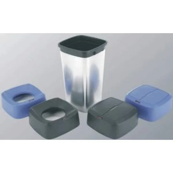 Vileda Abfallbehälter Iris 60l eckig metallic, schwarz