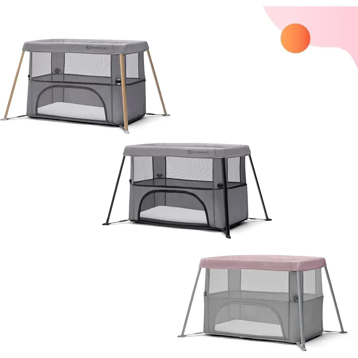 kk Kinderkraft Kinderkraft Reisebett 2 in 1 MOVI, faltbares Kinderbett, Laufgitter, Separater Eingang, 2 Matratzenhöhen, Zusammenklappe, mit Zubehör, Matratze, Tragetasche, Rosa, Stahl, Aluminium – Bild 11