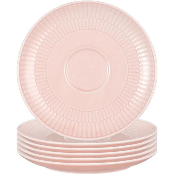 Seltmann Weiden Amina Kombi-Untertassen, Rosa, Keramik, Rund, 6er Set, Spülmaschinen- und Mikrowellengeeignet, ø 16 cm