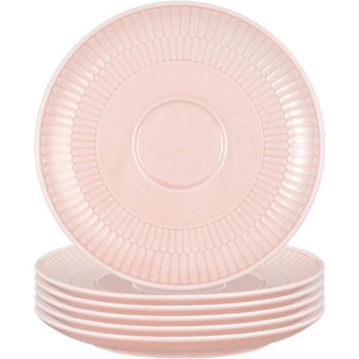 Seltmann Weiden Amina Kombi-Untertassen, Rosa, Keramik, Rund, 6er Set, Spülmaschinen- und Mikrowellengeeignet, ø 16 cm