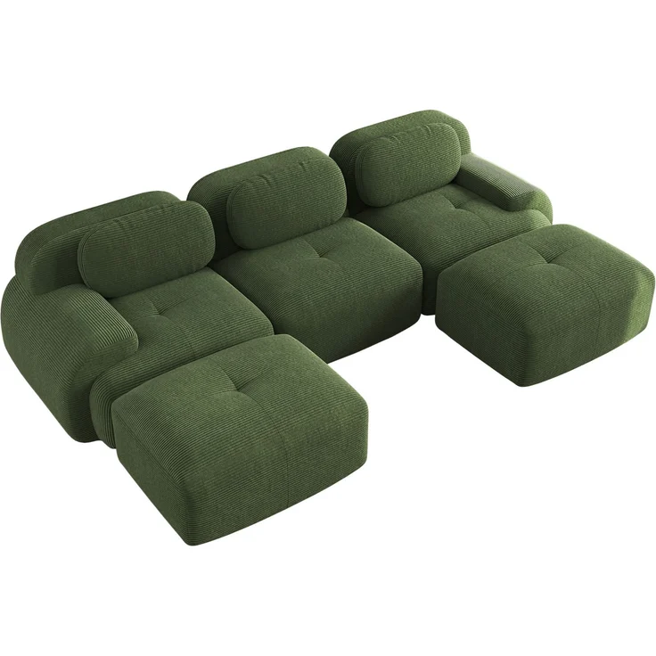 DESVIAE Sofa rahmenlos und montagefrei aus Cordstoff Grün, 298 x 178 x 70 cm – Bild 8