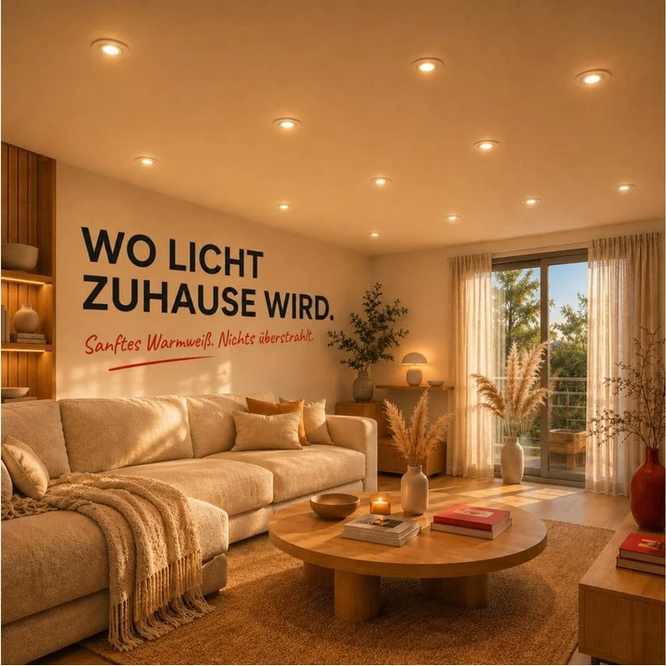 Maxkomfort LED Einbaustrahler 6/12er-Set Ultraflach & Schwenkbar, 3 Lichtfarben umschaltbar, LED fest integriert, (3000K/4000K/6500K), IP20 Deckenspots für Wohnzimmer, Küche & Flur - Ø82x25mm – Bild 2