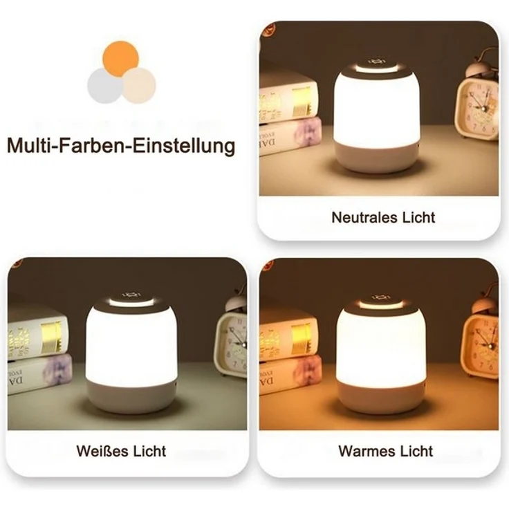 OYLCDI Nachttischlampe LED Nachttischlampe LED Nachtlicht, Dimmbar Atmosphäre Tischlampe, LED fest integriert, Weißes Licht, warmes Licht, neutrales Licht, mit Batterie, USB-Aufladung, mit Touch-Sensor,Tragbare Nachtlicht für Kinder/Erwachsene – Bild 4