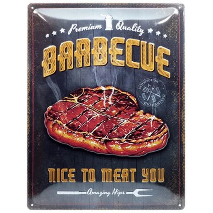 Nostalgic Art Blechschild Barbecue Nice To Meat You - 30x40cm – Metall – Schwarz – 23292 – Bild 1