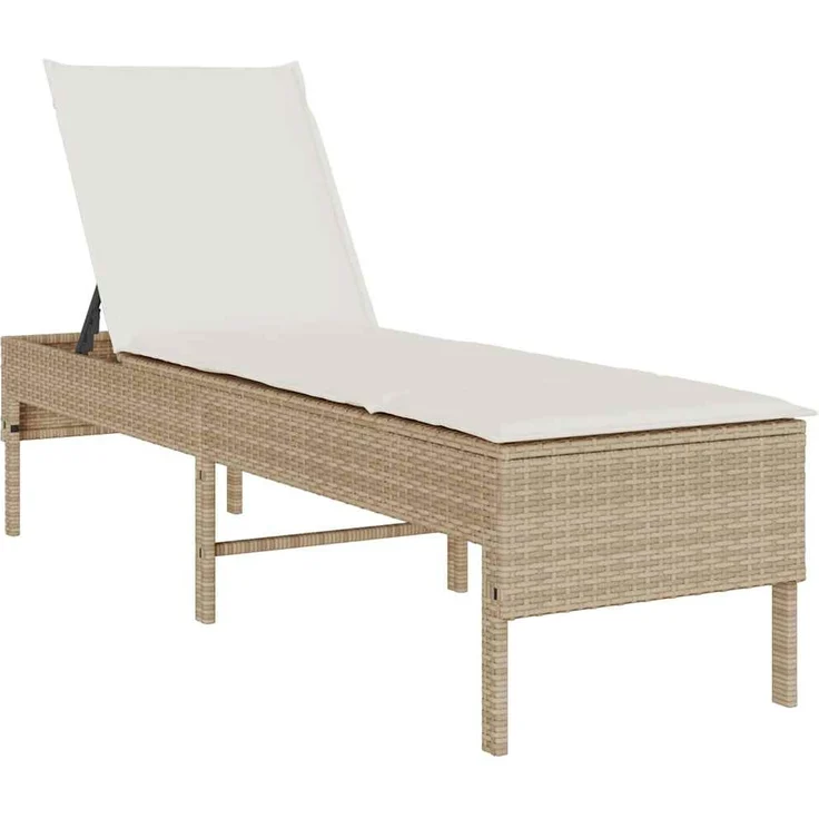 vidaXL Sonnenliege mit Auflage Beige 55x200x44 cm Poly Rattan 4104104 – Bild 1