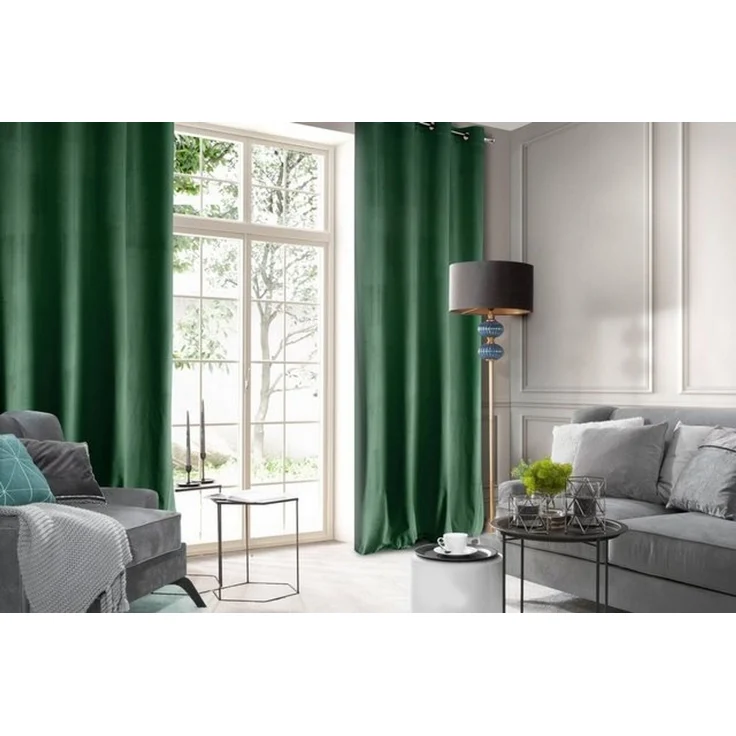 Design91 Samtvorhang, Ösen, Polyester grün, 140x250 cm – Bild 4
