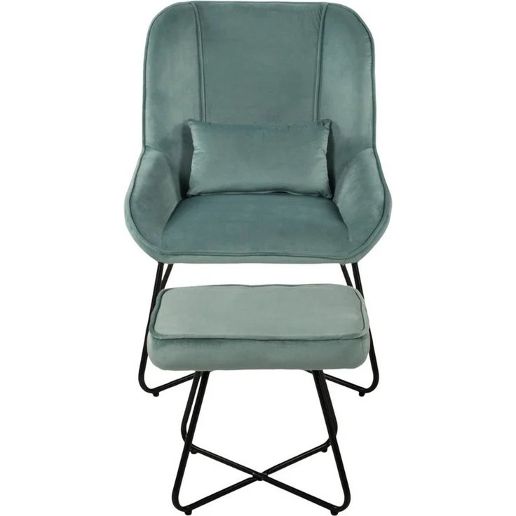 Duo Collection Loungesessel Algona, Relaxsessel mit Hocker, Samt-Optik, Cocktailsessel – Bild 1