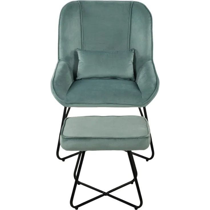 Duo Collection Loungesessel Algona, Relaxsessel mit Hocker, Samt-Optik, Cocktailsessel