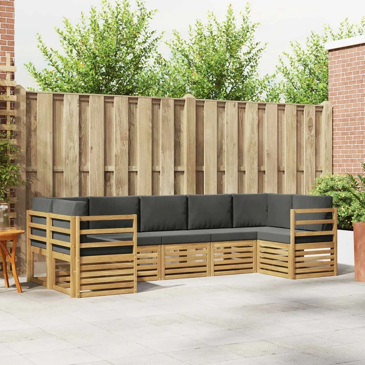vidaXL Outdoor-Sofagarnitur 7 stk. 7-Sitzer Weiß und Anthrazit 3392417 – Bild 1