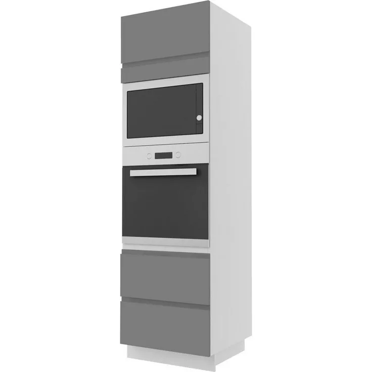 Backofenumbauschrank AVELLINO 60x59x207cm Teilauszug grifflos Farbe: dust grey Acryl matt / grau (AV-D14/RU/2M-284)