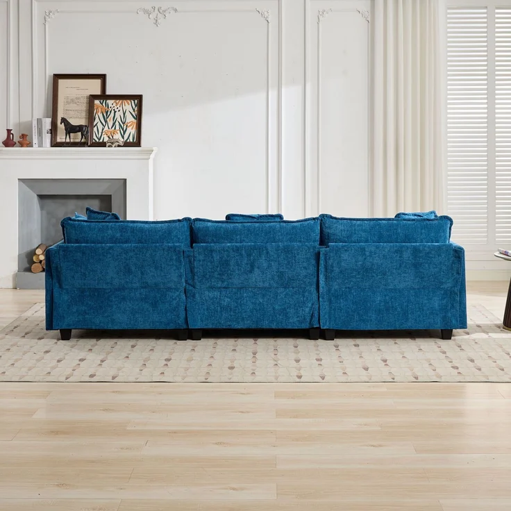 ZUBALIYA Sofa mit LED - Beleuchtung, mit Chenille - Bezug, mit Cordbezug, modular aufgebaut, aus Chenille, für Wohnzimmer und Apartments – Bild 8