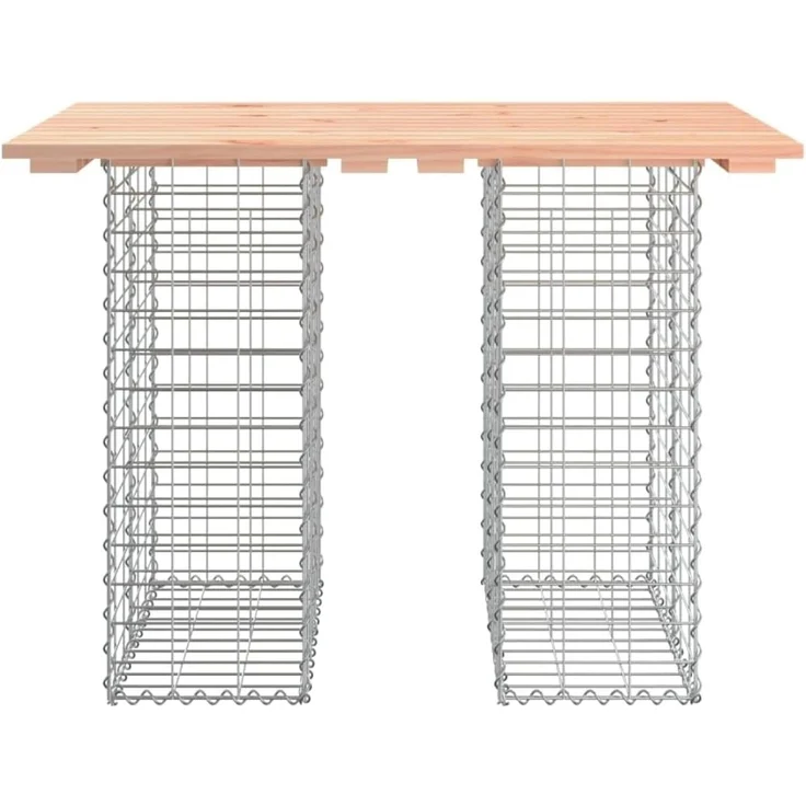 DELUKE® Gartenbank Gabionen TELLE aus Stahl 100x70x72cm Massivholz Douglasie, 25cm Gabionenbreite Gabionenbank Gartentisch aus Gabionen Steinkorb Gabionengitter Ziergabione Drahtkorb befüllbar – Bild 4
