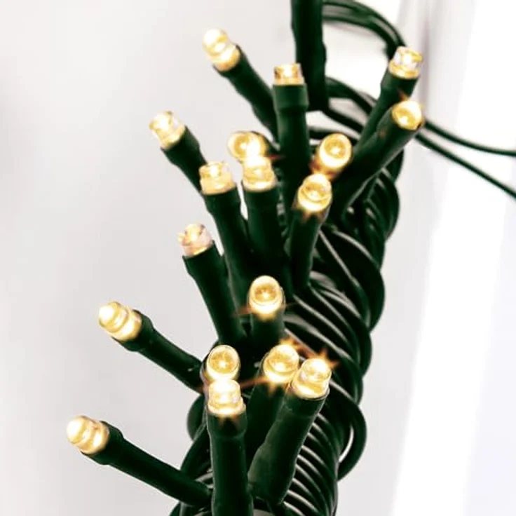 hellum LED Mini Lichterkette Innen, 100 mini LED Lichter, 1485cm beleuchtete Länge, Lichterkette Strom mit Stecker, Kabel grün, warmweiß Innen, für Weihnachtsbaum 577600 – Bild 3