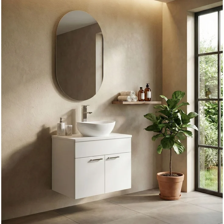 Badplaats Waschbeckenunterschrank Colorado 60x46 cm Weiß Matt - Hängender Badezimmerschrank mit 2 Schubladen – Bild 2