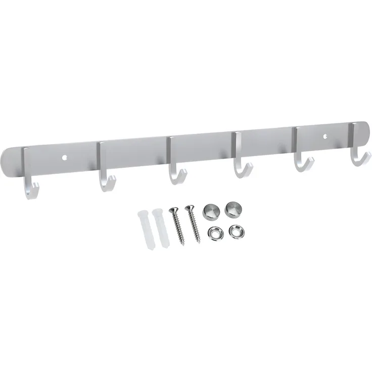 INTIRILIFE Edelstahl Garderobenleiste Modell D - 6 Haken - Kleiderhaken Garderobe Hakenleiste in 5 verschiedenen Designs