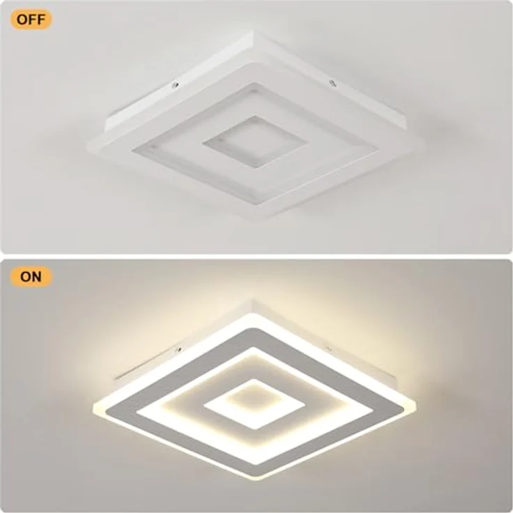 Comely Deckenleuchte Quadrat, Moderne LED Deckenlampe 42W 4725LM 30cm Acryl Deckenbeleuchtung, Weiße Lampe für Schlafzimmer Wohnzimmer Flur, Natürliches Licht 4500K – Bild 9