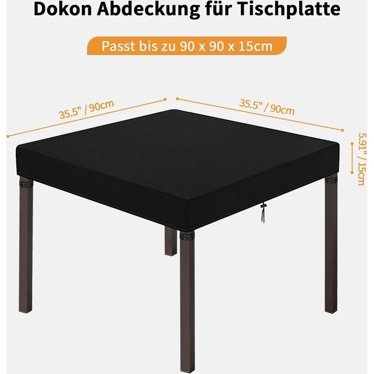 Dokon Tischplatte Abdeckung 90x90x10cm Gartenmöbel Winterfest UV Beständig – Bild 2