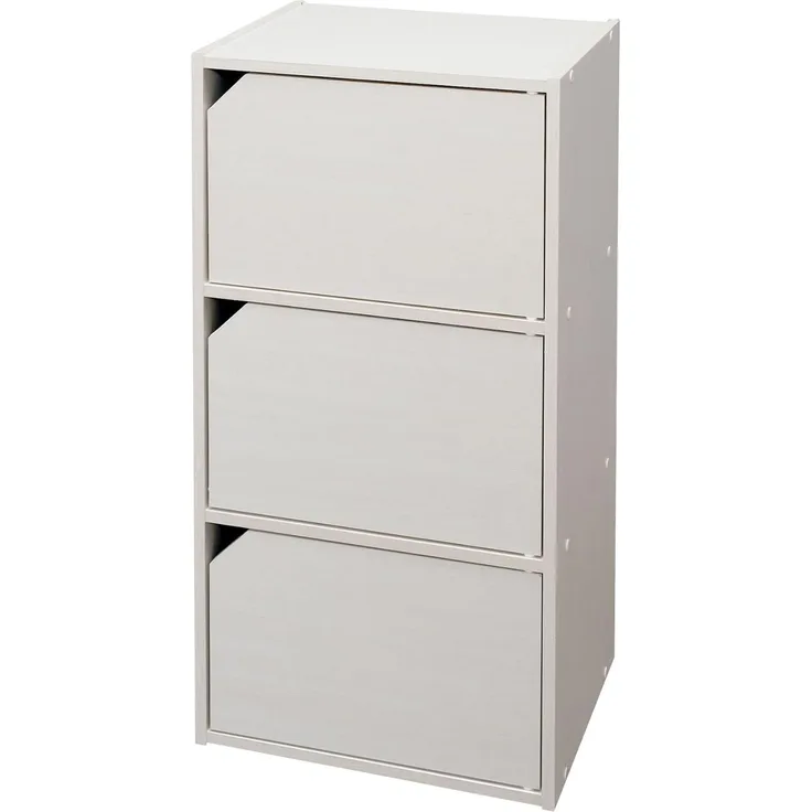 Iris Ohyama, Bücherregal, Möbel mit 3 Türen und 3 Regalen, Einfache Montage, Design, Modular, Büro, Schlafzimmer, Wohnzimmer - Module Shelf MDB-3D- Eiche weiß