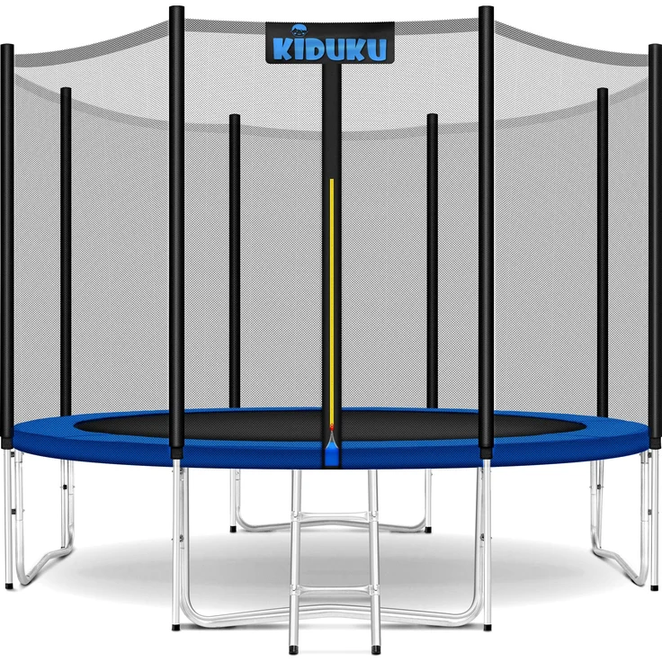 KIDUKU® Trampolin Ø 366 cm | TÜV Rheinland geprüft | Komplettset mit Sicherheitsnetz, Leiter, Randabdeckung, Bodenanker & Zubehör | Outdoor Gartentrampolin Kinder-Trampolin – Bild 1