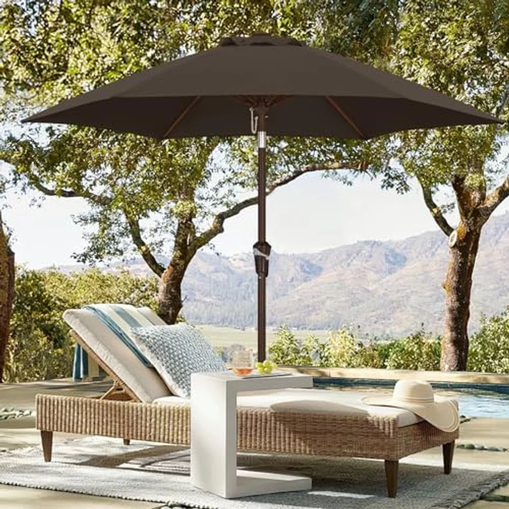 ABCCANOPY Sonnenschirm wasserdicht UV50+ mit Kurbel, Braun 230cm – Bild 3