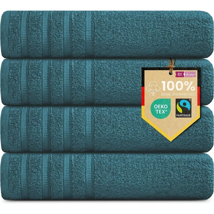 4er Set Duschtücher Plain petrol-grün 70x140 - Größe: 70x140, Farbe: Petrol-Grün