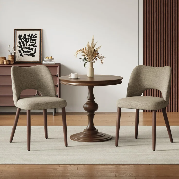 MALOL Moderne Esszimmerstühle 2er Set, Esszimmer Stühle, Ergonomisch Gepolsterte Küchenstühle mit Vertikal Gestreifter Rillenlehne, Polsterstühl für Esstisch Wohnzimmer Café Restaurant, Kaffeebraun