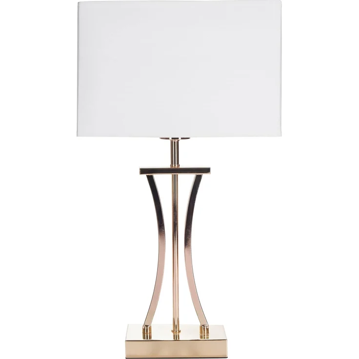 BRUBAKER Nachttischlampe Tischlampe Goldene Säule - Design Nachttischlampen Gold, ohne Leuchtmittel, Vintage Tischleuchten aus Metall, Höhe 50 cm, Schirm Weiß – Bild 3