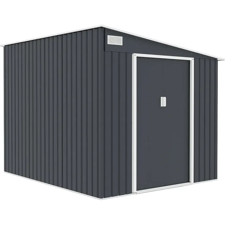 Vente-unique - DAUSTIN Gartenhaus Metall Grau - B 245 cm x H 193 cm x L 203 cm – Bild 7