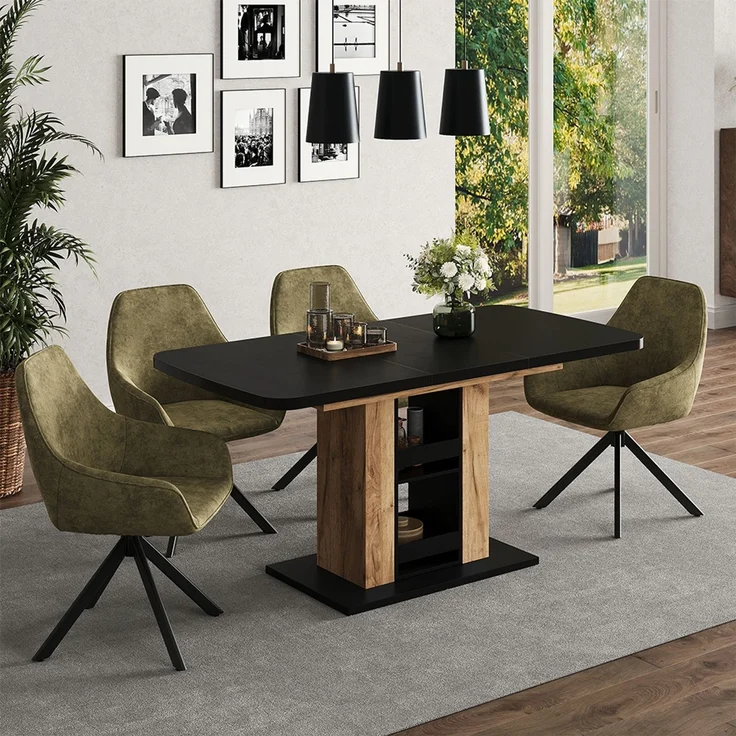 Esstisch Fenaro Schwarz/Goldkraft Eiche 120 x 80 cm Vicco – Bild 3