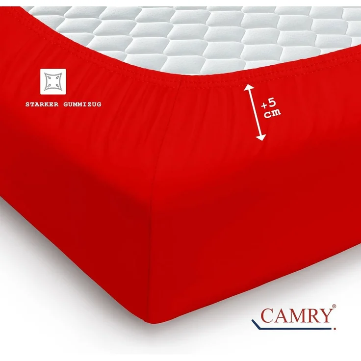 Camry Spannbettlaken CLASSIC Jersey 100% Baumwolle Spannbetttuch atmungsaktiv Gummizug, Jersey Baumwolle, Gummizug: rundum, 100% Baumwolle, alle Matratzenhöhen, atmungsaktiv, pflegeleicht – Bild 4