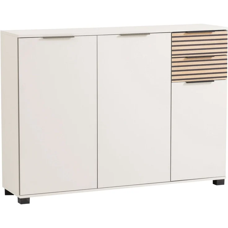 Schildmeyer Schuhschrank Alexa, Holzwerkstoff, Cremebeige/Akustikpaneel Dekor, 141,9 x 35,0 x 105,5 cm – Bild 1
