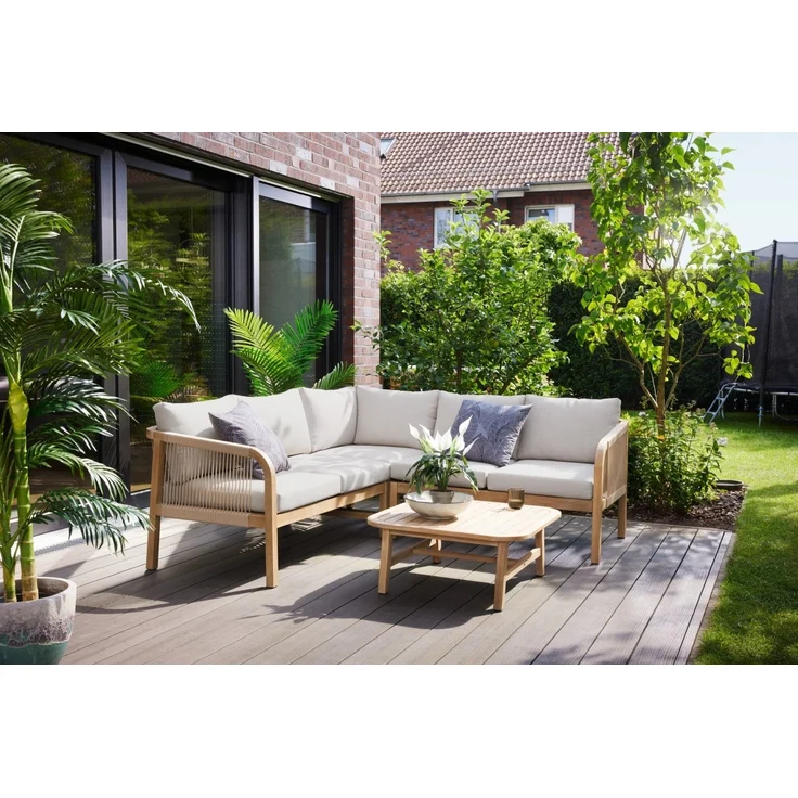 Primaster Gartenmöbel-Set Leros Holz Lounge Set Sitzgruppe Ecksofa Akazienholz – Bild 7