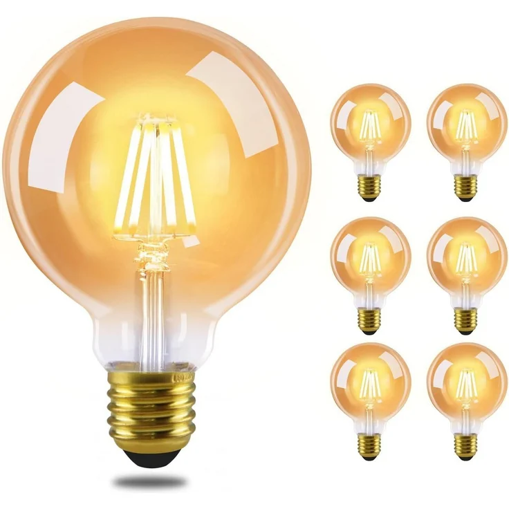Nettlife LED-Leuchtmittel 2Stück /6 Stück Glühbirne Vintage E27 Lampe G80 Warmweiss Filament, E27, 6 St, Warmweiß, für Hotel Haus Café Bar – Bild 1