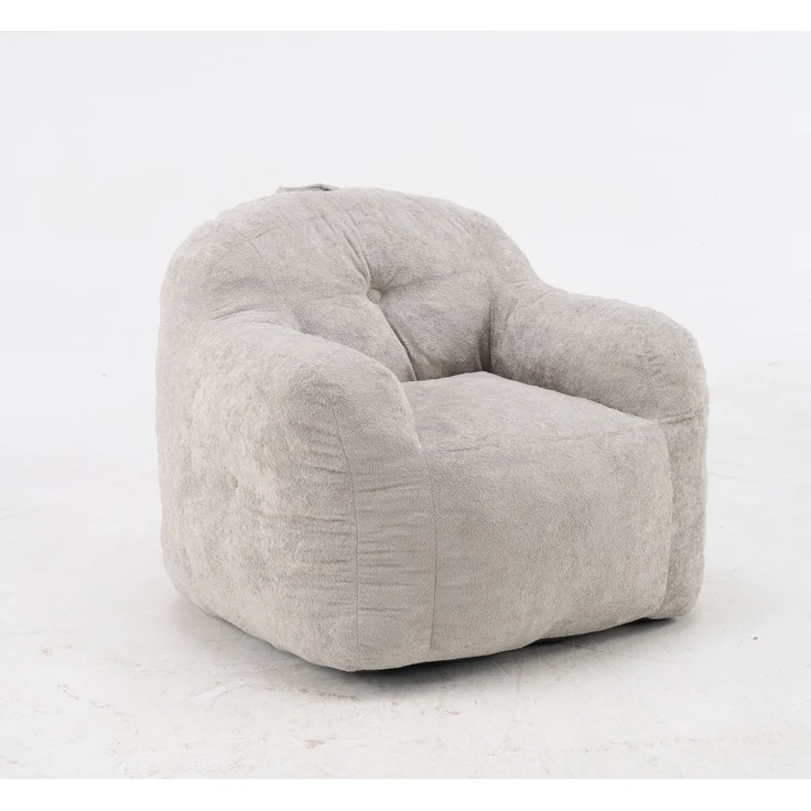 1-Sitzer Sitzsack-Sessel aus Kunstfell, Hellgrau, ohne Montage,H 79 x T 95 x B 95 cm – Bild 6