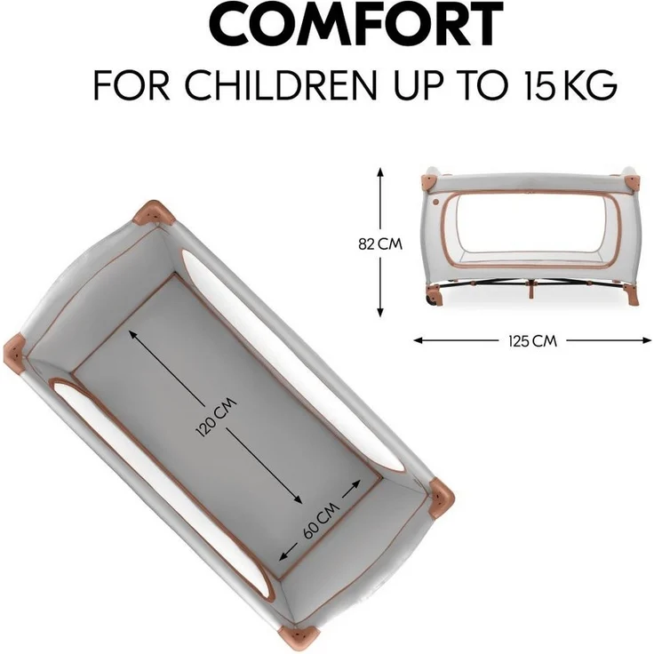 Hauck Baby-Reisebett Sleep N Play Go Plus XXL Set - Dusty Cork, Kinder Reisebett mit Matratze, Spannbettlaken & Insektenschutz faltbar – Bild 3