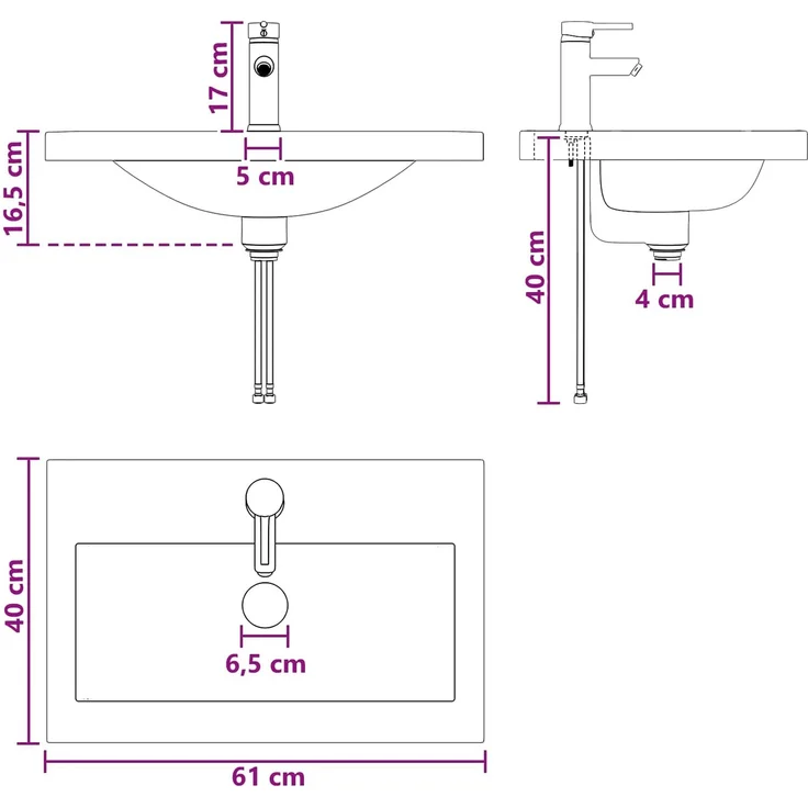 vidaXL Badezimmermöbel-Set Altholz 61 x 40 x 84,5 cm Holzwerkstoff 3404356 – Bild 12